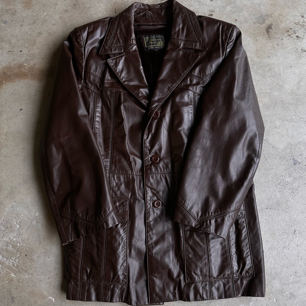 vintage Dark brown Leather Jacket by Harbour Park with removable Fur Lining